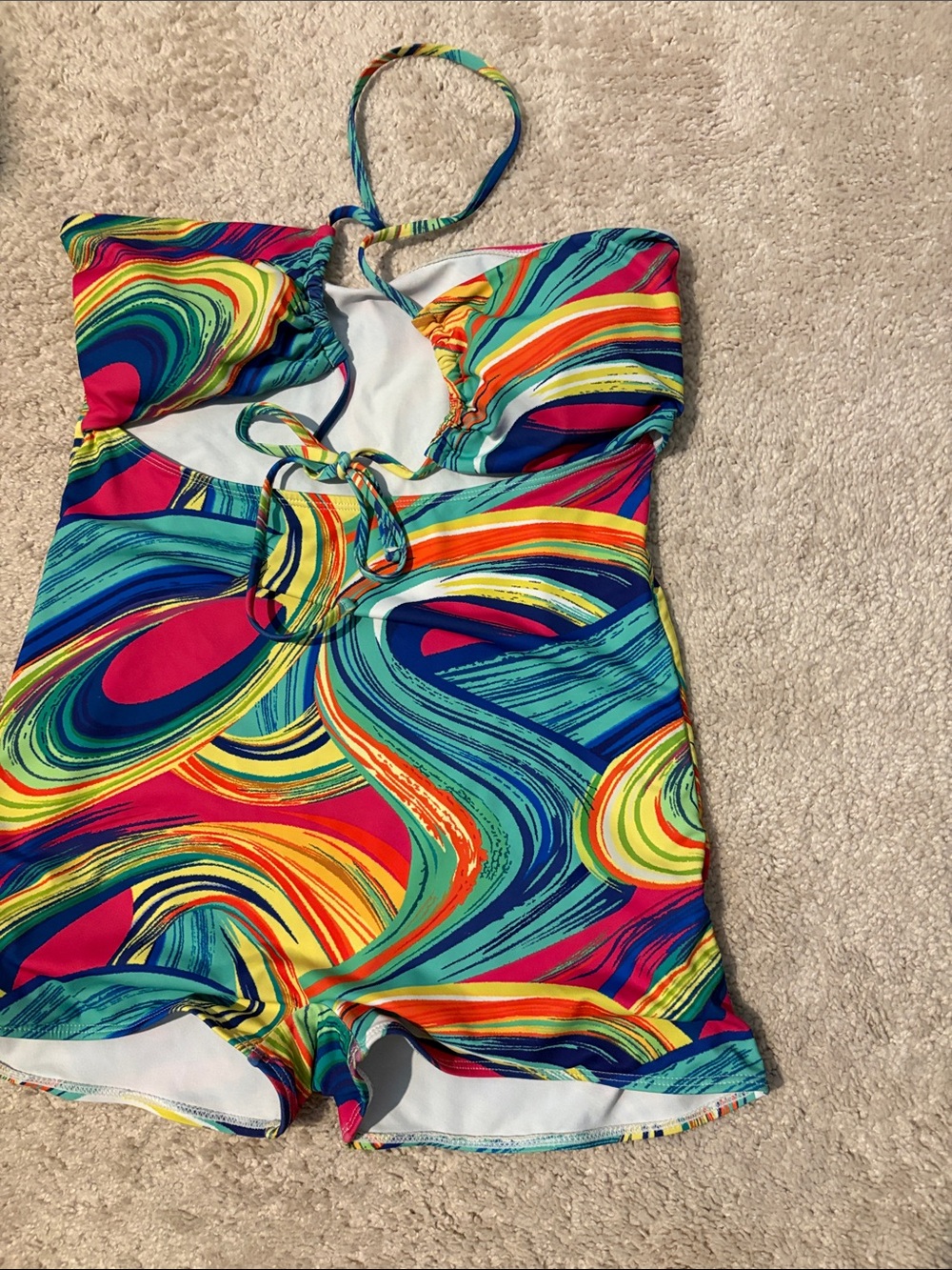 Multicolor Swirl One-Piece Romper Swimsuit